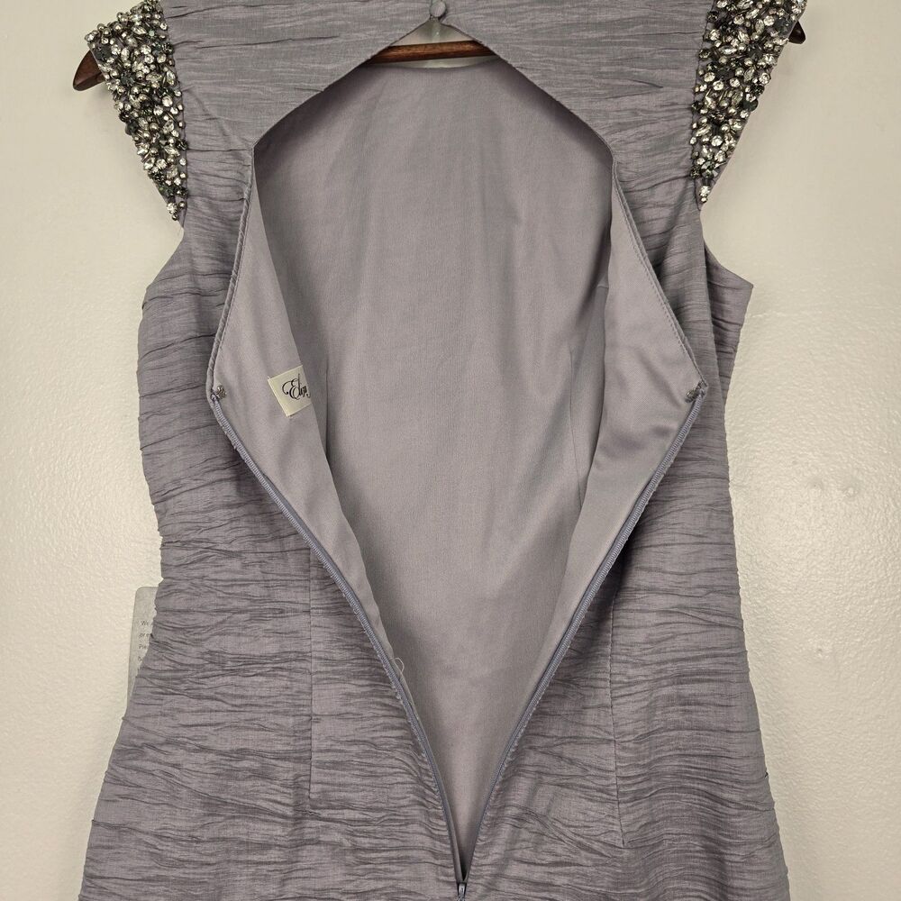 NWT Eliza J Embellished Taffeta Sheath Dress‎ Silver Gray Size 2 Prom Party Grey - Picture 8 of 15